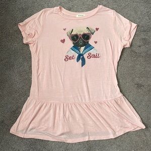 Girls pink pug dog t-shirt